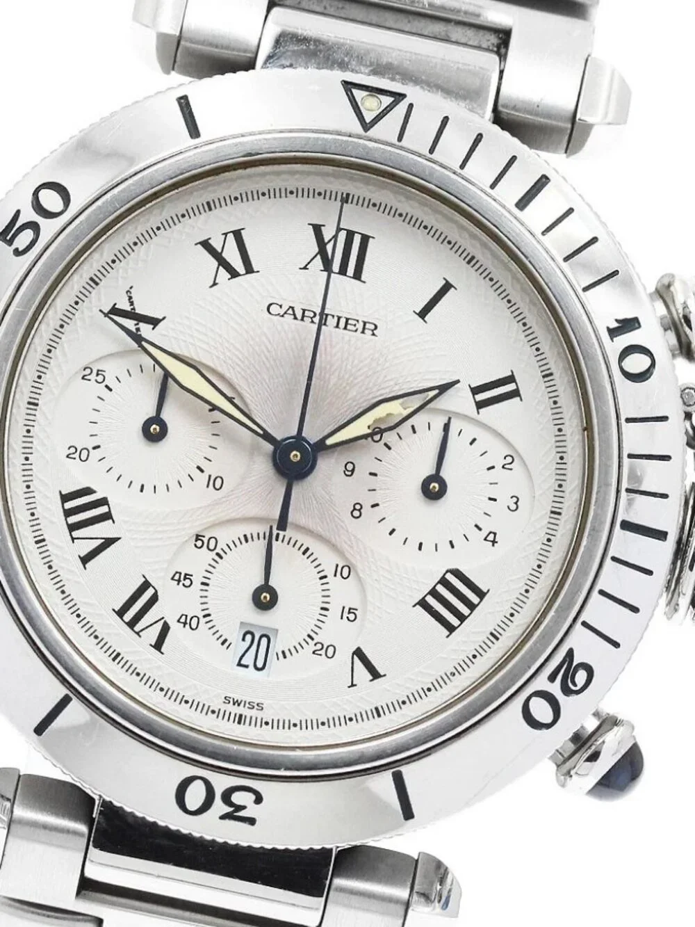 CARTIER Pasha 38 W31018H3 Chronograph Silver Dial Quartz Men's Watch_962979